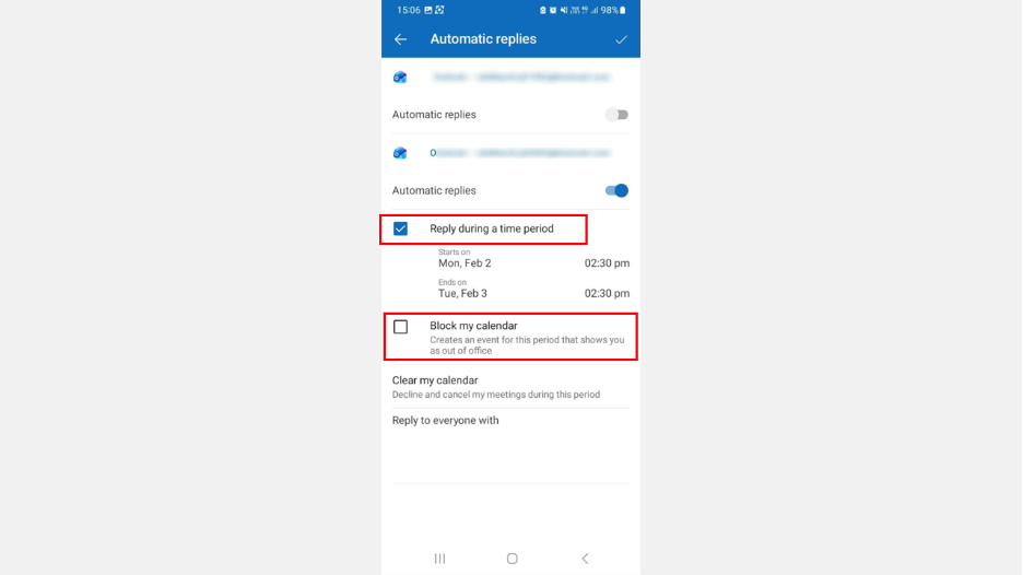 enable automatic replies