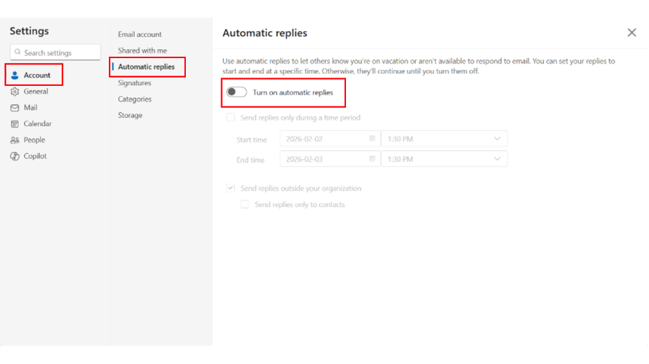 Automatic Replies