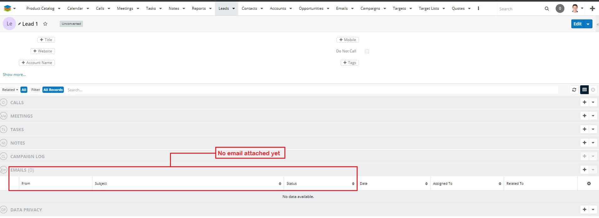 sugarcrm email archive