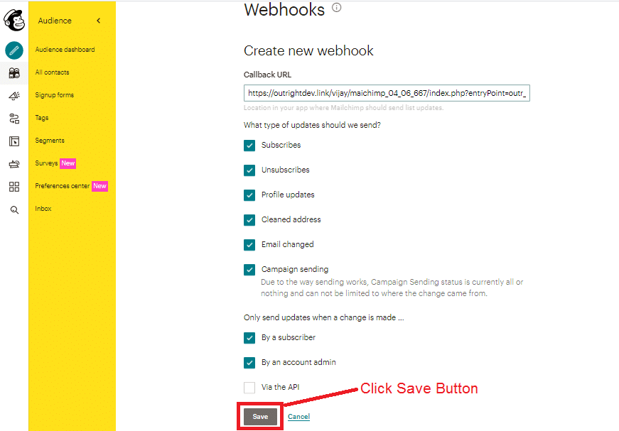 Webhook Save
