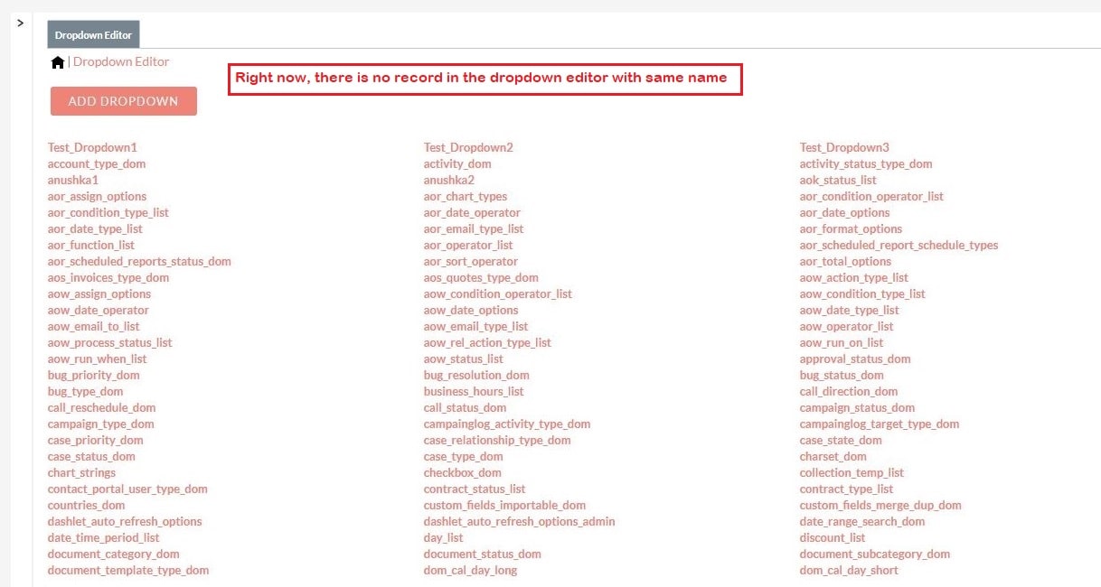 dropdown menu