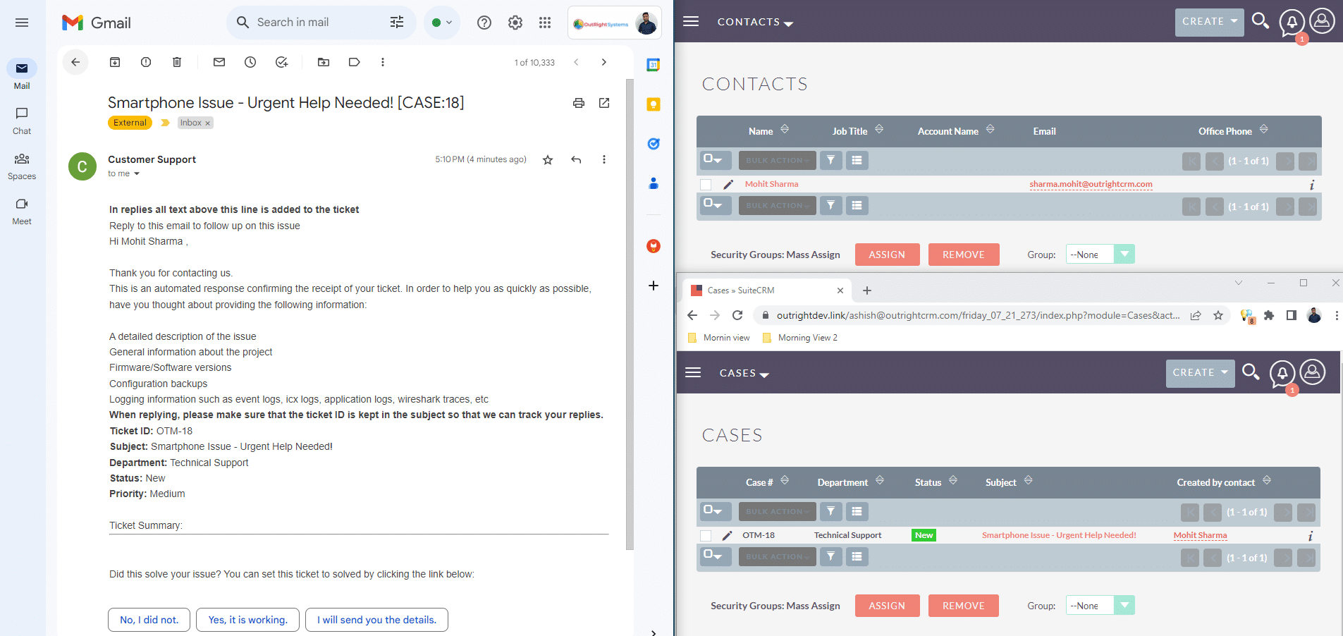 Email to case 3
