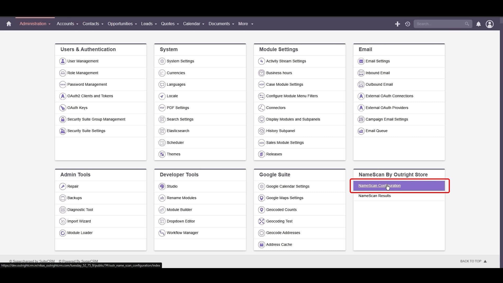 SuiteCRM 8 NameScan Integration SS 2