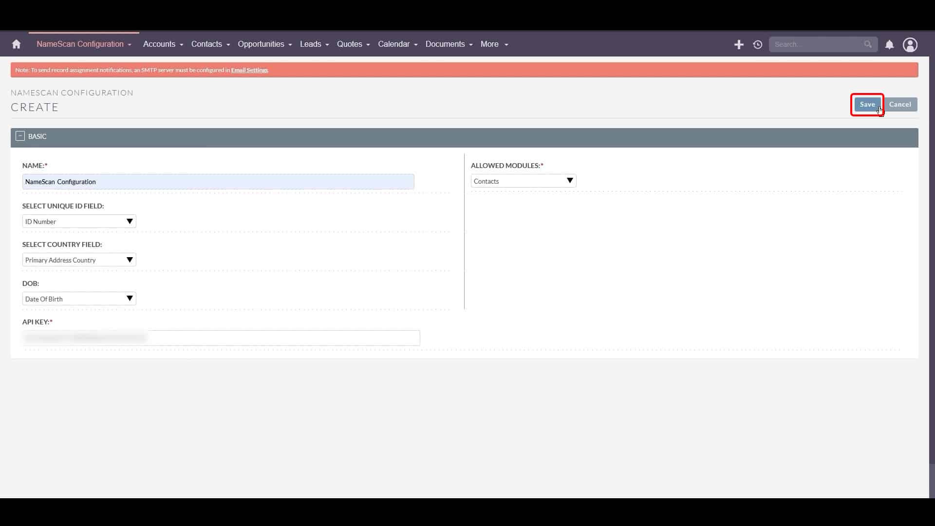 SuiteCRM 8 NameScan Integration SS 5